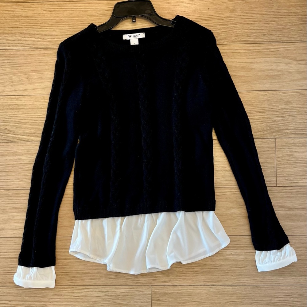 LIKE NEW! White House Black Market Black Cable Knit Sweater, Women’s Sz Small